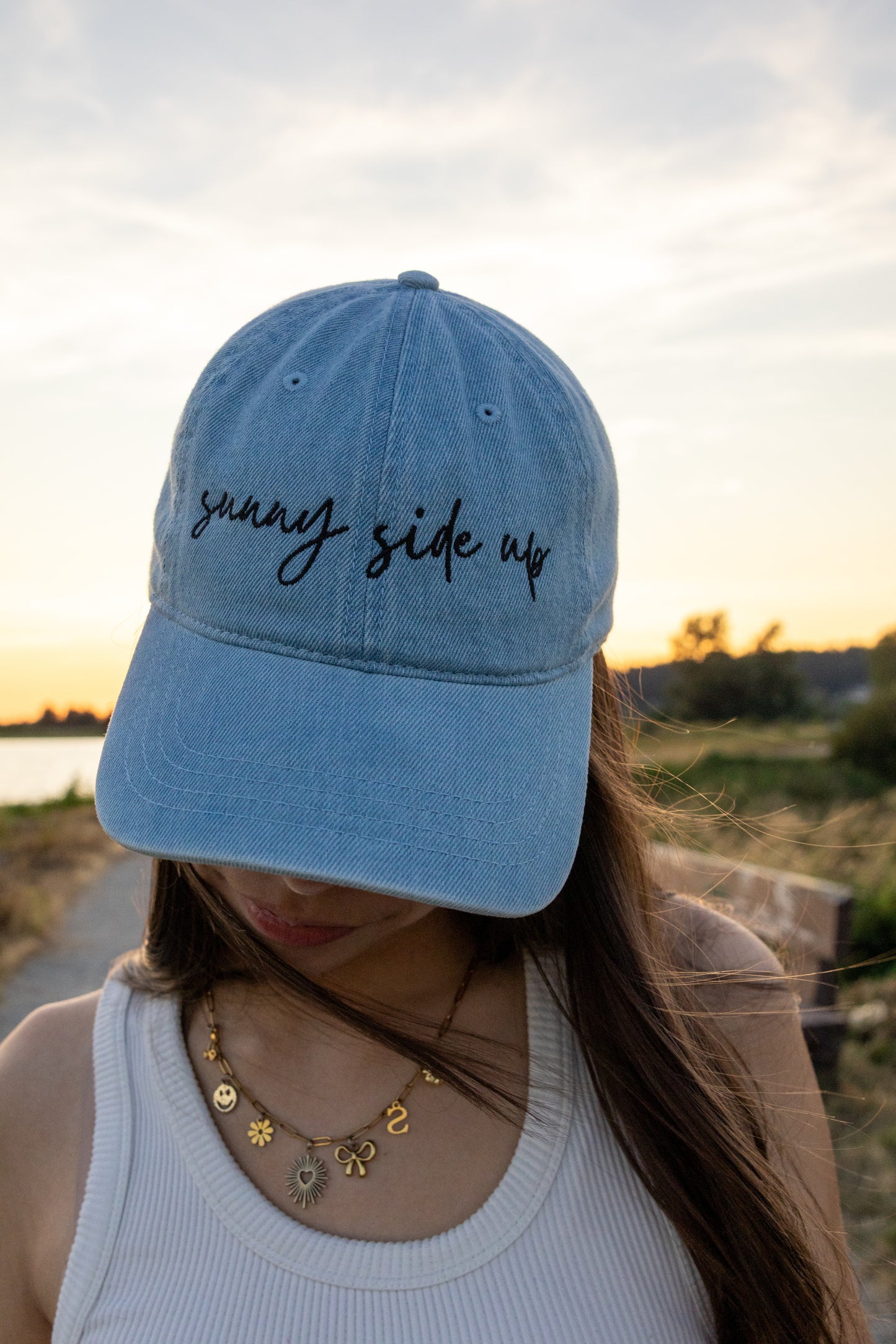 Scripted Sunny side up Denim hat